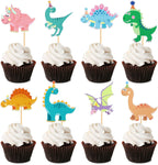 Ercadio 32 Pack Cartoon Dinosaur Cupcake Toppers Cute Dinosaur Baby Cupcake Picks Dinosaur's Theme Baby Shower Kids Birthday Party Cake Decorations Supplies