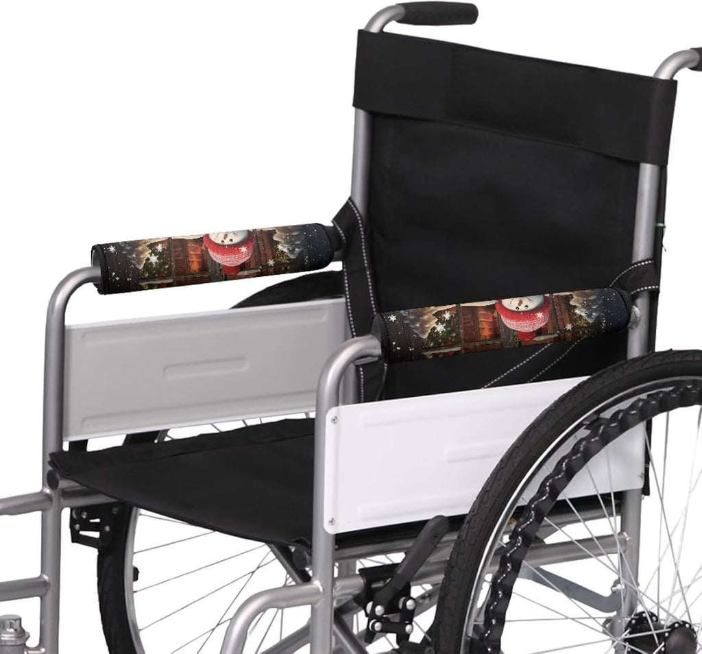 Snowman Wheelchair Arm Pads Adjustable Christmas Tree Wheelchair Armrest Pads Medical Accessory for Transportation Chairs, Scooters, Office Chairs, Mobility Aids