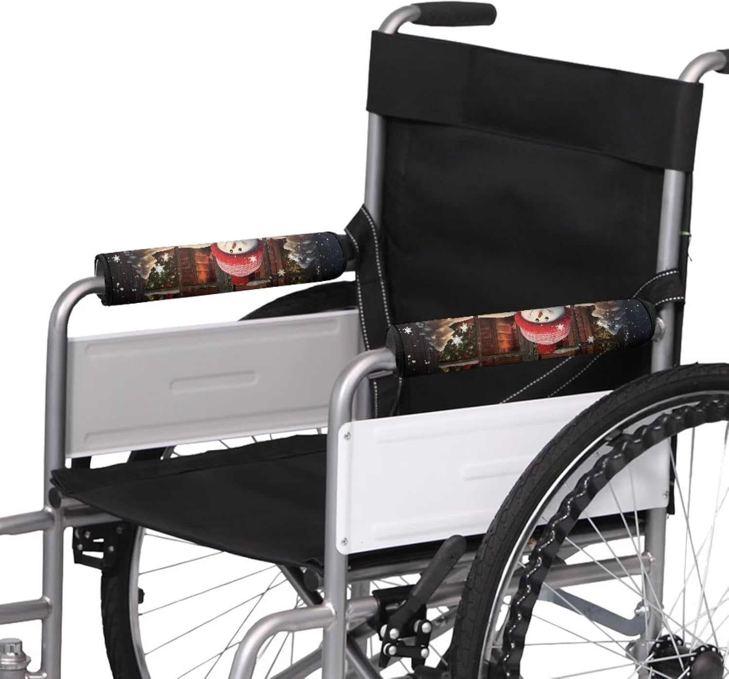 Snowman Wheelchair Arm Pads Adjustable Christmas Tree Wheelchair Armrest Pads Medical Accessory for Transportation Chairs, Scooters, Office Chairs, Mobility Aids