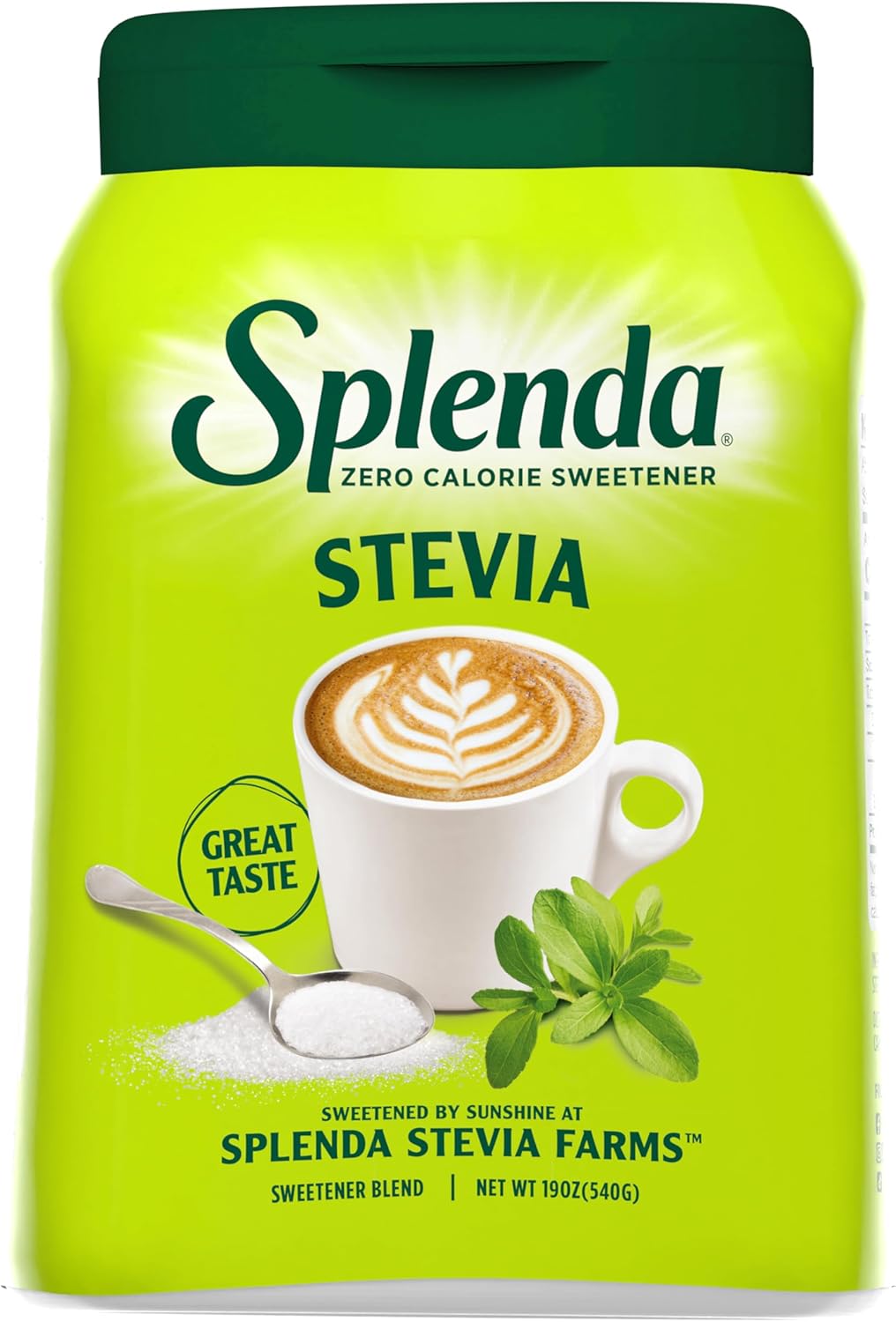 SPLENDA Stevia Zero Calorie Sweetener, Plant Based Sugar Substitute Granulated Powder, 19 oz Jar