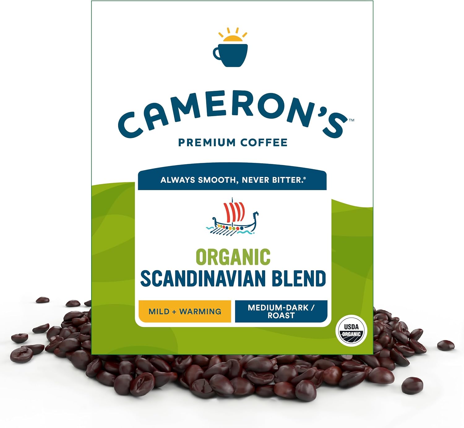 Cameron's Coffee Roasted Whole Bean Coffee, Organic Scandinavian Blend, 4 Pound