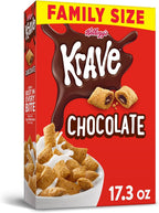 Kellogg's Krave Cold Breakfast Cereal, Kids Cereal, Family Breakfast, Family Size, Chocolate, 17.3oz Box (1 Box)
