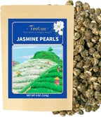 TeeLux Jasmine Pearls Green Tea, Handrolled Green Tea Loose Leaf with Delightful Aroma, Natural Jasmine Pearl Tea, 4 Ounce