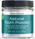 Viva Doria Natural Tooth Powder, Remineralizing, Natural Teeth Whitening, Breath Freshener | Refreshing Mint Flavor | 3 Oz Glass Jar