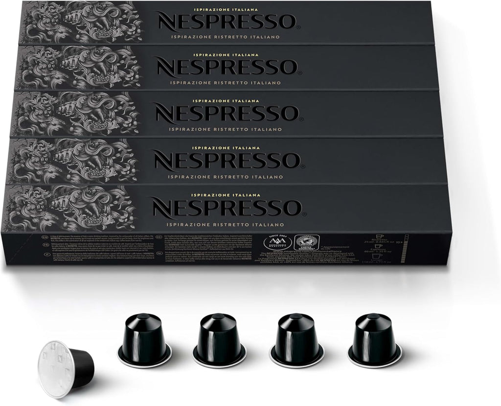 Nespresso Capsules Original Line, Ristretto Intenso, Dark Roast Coffee, 50 Count Coffee Pods