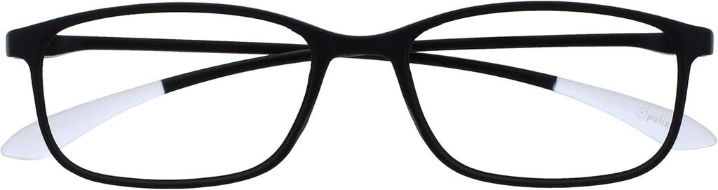 OPULIZE ICE Reading glasses for Women Men,Scratch Resistant Rectangular frame with Spring Hinges, Matt Black With Crystal Grey Tips +2 (Pack of 1)
