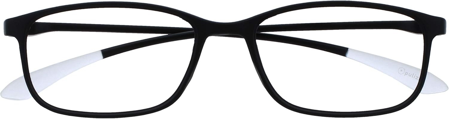 OPULIZE ICE Reading glasses for Women Men,Scratch Resistant Rectangular frame with Spring Hinges, Matt Black With Crystal Grey Tips +1 (Pack of 1)