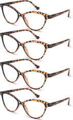 HEEYYOK Women Reading Glasses 4 Pack 2.25 Cateye Readers Glasses Reading Comfort Spring Hinge?(4 Pack Color-C2, 2.25, x)