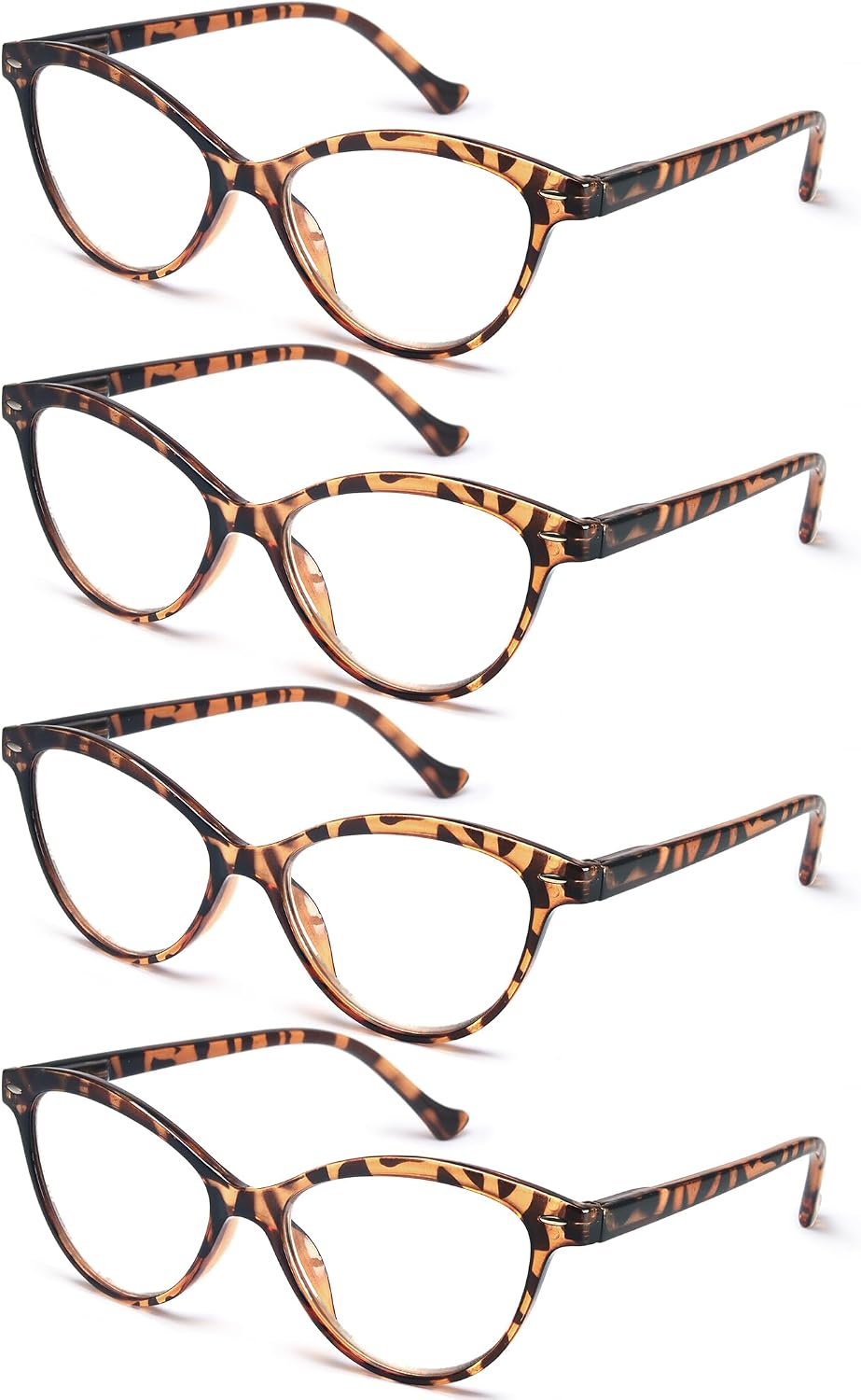 HEEYYOK Women Reading Glasses 4 Pack 2.25 Cateye Readers Glasses Reading Comfort Spring Hinge?(4 Pack Color-C2, 2.25, x)
