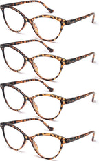 HEEYYOK Women Reading Glasses 4 Pack 1.25 Cateye Readers Glasses Reading Comfort Spring Hinge(4 Pack Color-C2, 1.25, x)