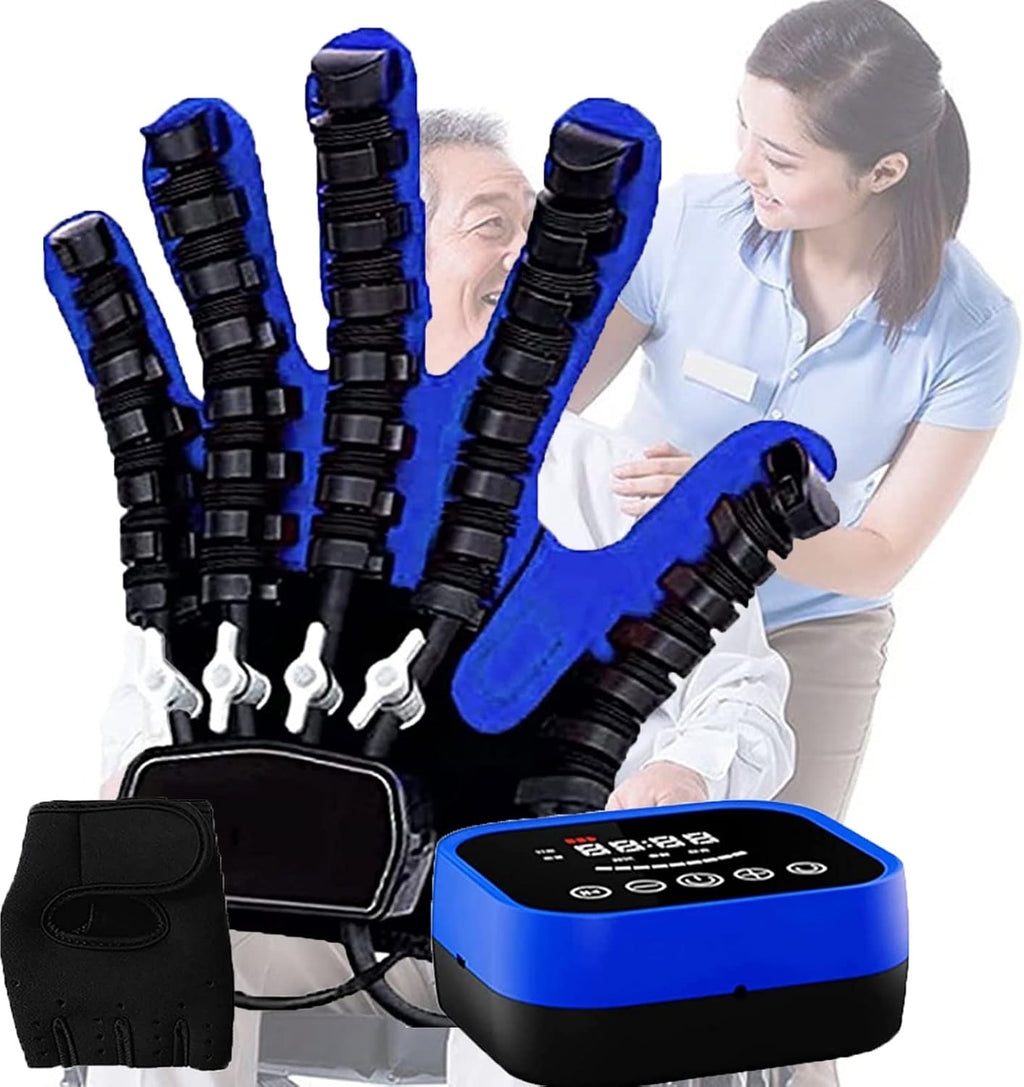 Hemiplegia Finger Rehabilitation Trainer Robot Gloves, Upgraded Self-Training Stroke Hand Splint for Exercises for Patients with Hand Dysfunction(Size:Left-XL)