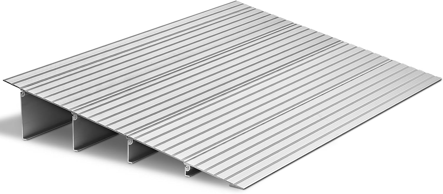 VEVOR Door Threshold Ramp 4‘’ Rise Aluminum Alloy Threshold Ramp Rated 800 lbs Load Capacity, Handicap Ramps for Home Steps for Wheelchair, Scooters, Power Chairs, Walkers, Bicycle, Tricycle