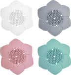 AUEAR, 4 Pack Lotus Flowers Soap Dish with Drain Silicone Holder Non-Slip Flexible Tray for Bathroom Shower