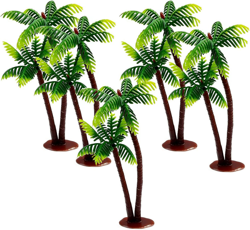 5Pcs Imitation Palm Tree, Tropical Mini Palm Mini Tree Figurines Rainforest Diorama Supplies Fake Palm Fairy Garden Outdoor, Coconut Indoor Banquet Hawaii