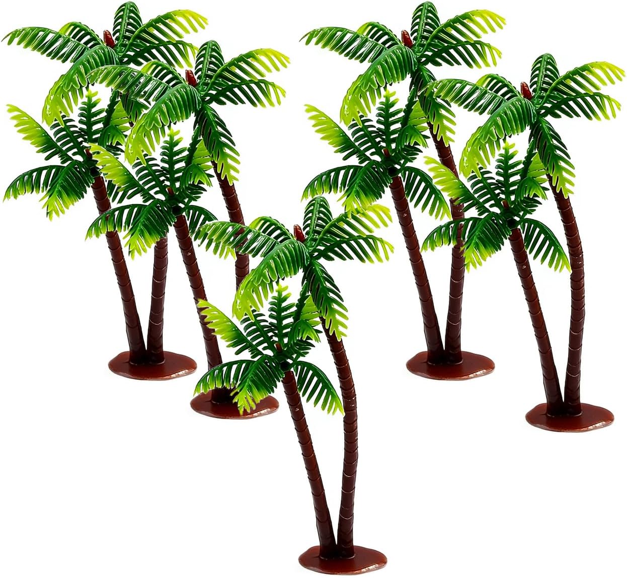 5Pcs Imitation Palm Tree, Tropical Mini Palm Mini Tree Figurines Rainforest Diorama Supplies Fake Palm Fairy Garden Outdoor, Coconut Indoor Banquet Hawaii