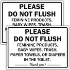 (2 Pack) Please Do Not Flush Paper Towels or Feminine Products in Toilets Sign, 10 x 7 Inches, 120 Mil Plastic, UV Protected, Weather Resistant, Waterproof, Durable Ink, Easy To Mount