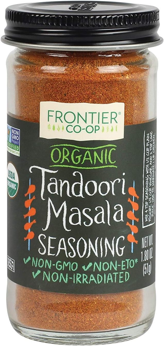 Frontier Co-op Organic Tandoori Masala Seasoning, Paprika, Cumin, Coriander, Garlic, Ginger, Cardamom Spice Blend | 1.8 Ounce (Pack of 1)