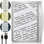 MagniPros 5X [Rechargeable] Large Ultra Bright LED Page Magnifier with Anti-Glare Lens & 3 Stepless Color Light Modes to Relieve Eye Strain-Ideal for Reading Small Prints, Low Vision and Seniors