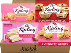 AMBARII Mr Kipling Variety Pack, 4 Pack, Mini Batternberg, Cherry Bakewell, Angel Cake, Viennese Whirls, Cake Variety Pack
