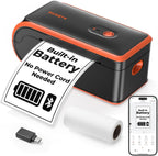 MUNBYN MC240 Bluetooth Thermal Label Printer with Battery, Built-in Paper Bin, Portable Wireless 4×6 Shipping Label Printer, Compatible with iOS, Android, Windows, Mac, Works for Small Business