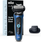 Braun Electric Shaver for Men, Series 6 6120s, Wet & Dry Shave, Turbo & Gentle Shaving Modes, with Precision Trimmer & Pouch, Blue