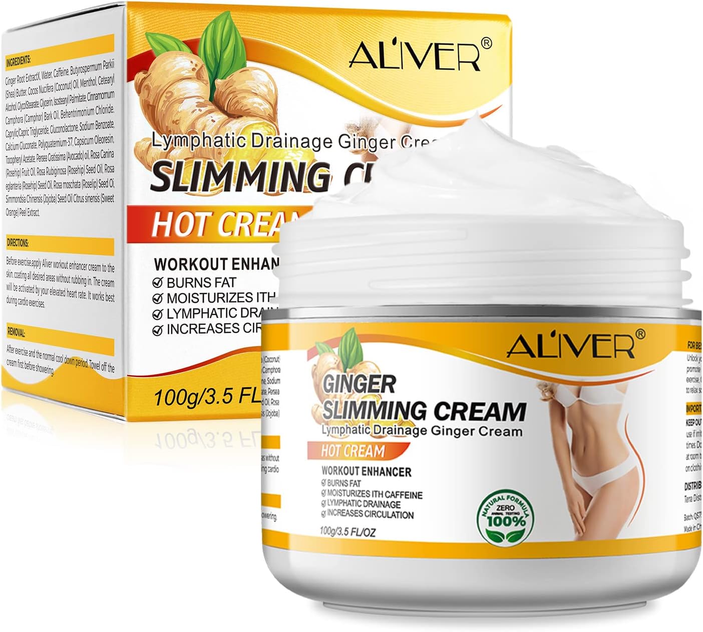 Ginger Slimming Cream - Hot Fat Burning Weight Loss Full Body Anti-Cellulite Cream for Belly, Perfect for Cellulite, Soothing, Relaxing, Tightening