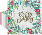 PAW - Christmas Luncheon Napkins 6,5'' x 6,5'', Merry Christmas Disposable Floral Paper Napkins, Lunch Napkins for Winter Birthdays, Parties, New Years, Decoupage, 50 Count