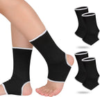 Haysandy 4 Pieces/ 2 Pair Kids Ankle Support Brace Elastic Kids Compression Socks Knitted Ankle Sleeve for Jogging Running Fitness(Black,10-15 Years)