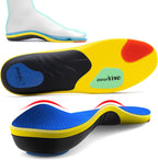 Professional Sport Insoles with Medium Arch Support and Shock Absorption for Plantar Fasciitis and Flat Feet Pain Relief in Men and Women, Orthotics Shoe Insert, Breathable & Anti-Slip, Blue, M