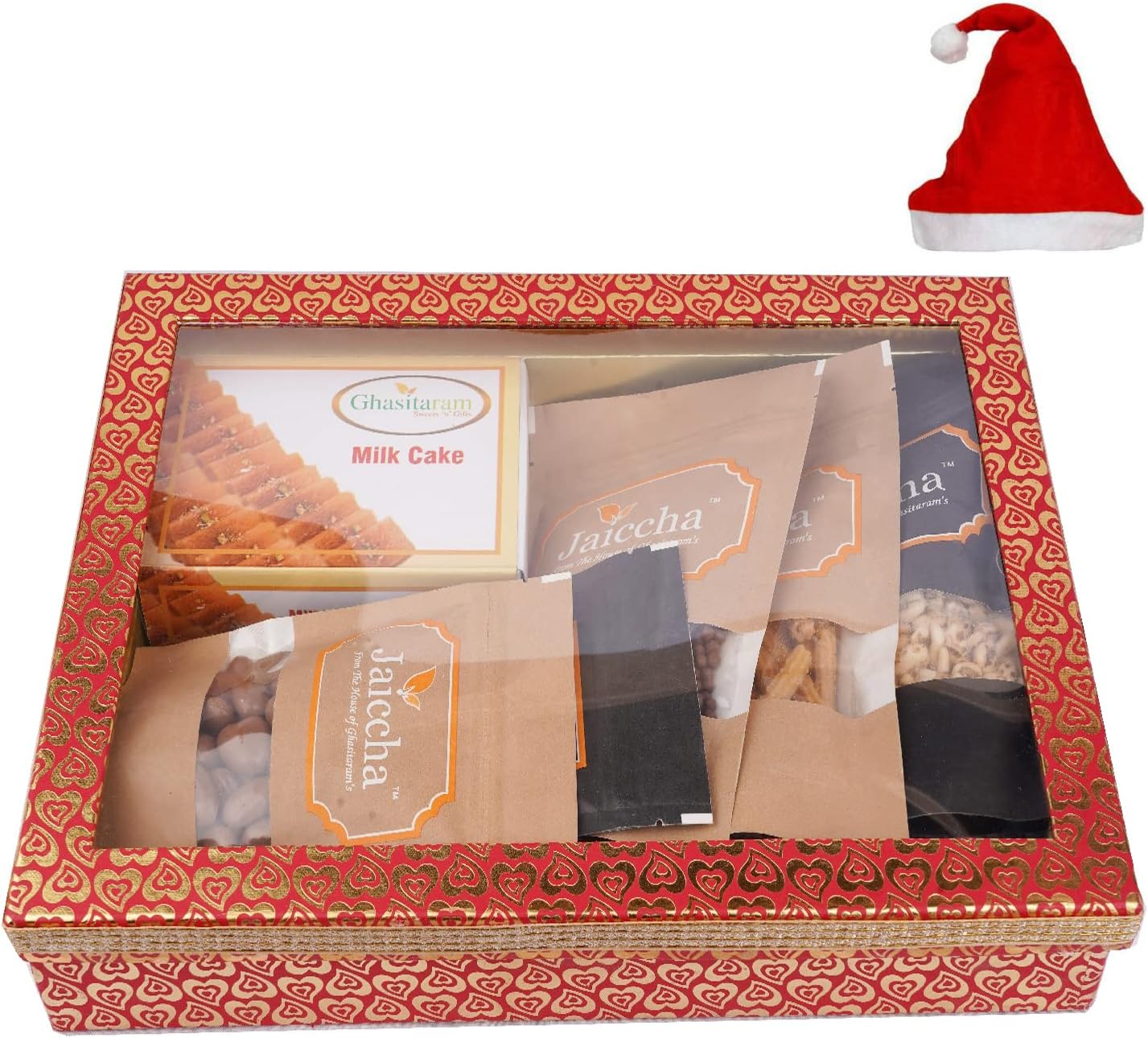 Jaiccha Ghasitaram Christmas Gifts Hamper Box 6 Goodies with Milk Cakes