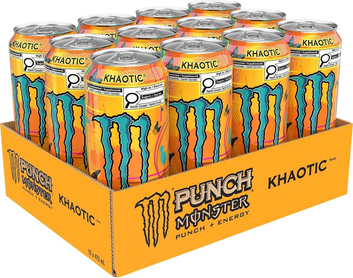 Monster Energy Khaotic Punch Energy Drink, 473 mL Cans, 12 Pack