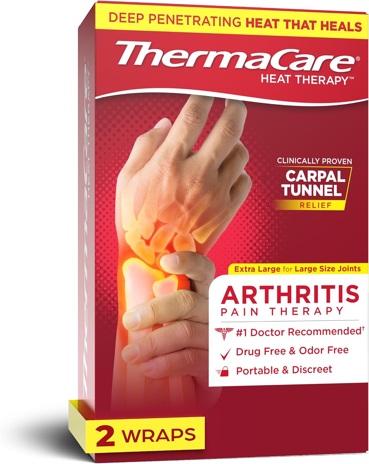 ThermaCare Arthritis Heat Wraps for Joint Pain Relief - Heating Pads for Hands, Wrists, & Knees - 8-Hour Heat Therapy - Flexible, Drug-Free Heat Wraps for Daily Joint Comfort & Support - 2 Count