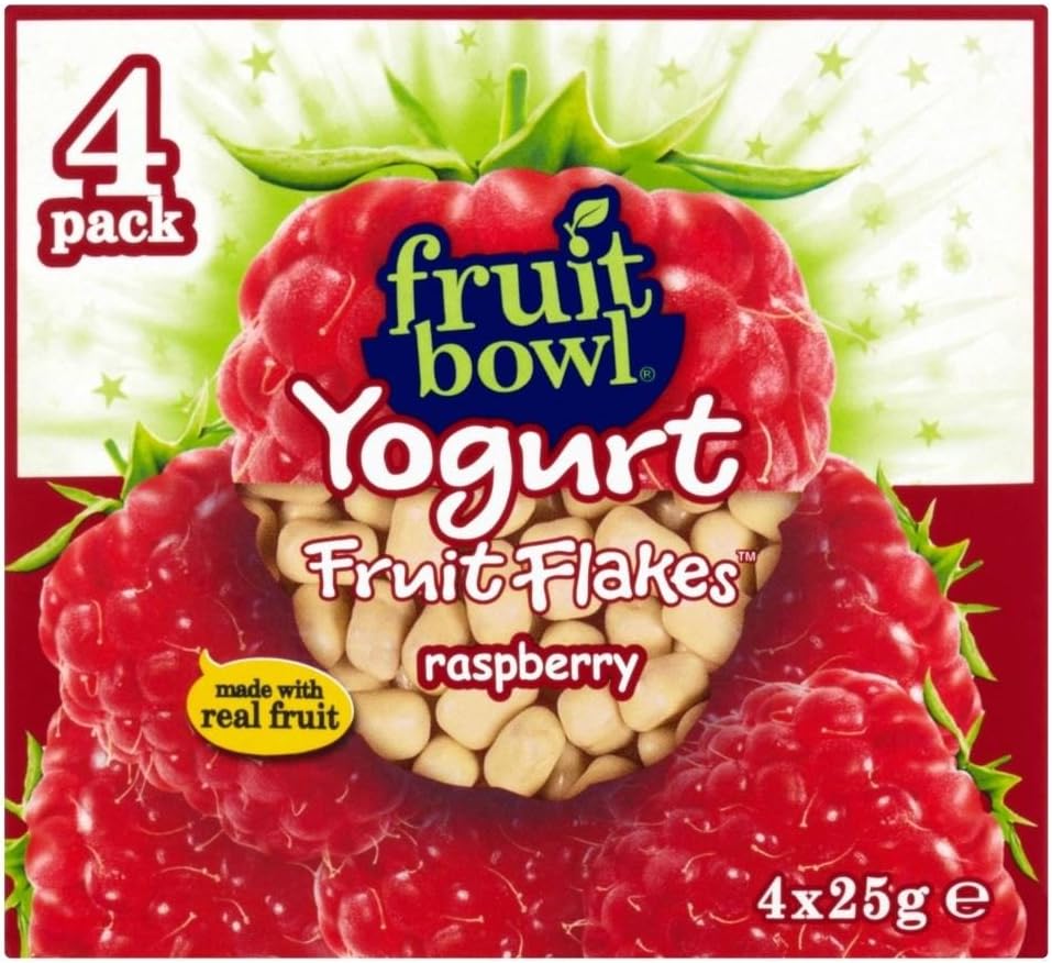 Fruit Bowl Fruit Flakes Raspberry with a Yogurt Coating (4x25g) - Pack of 6