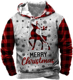 Arvilhill Men's Ugly Christmas Hoodies Vintage Red Plaid Sweatshirt (S-3XL)