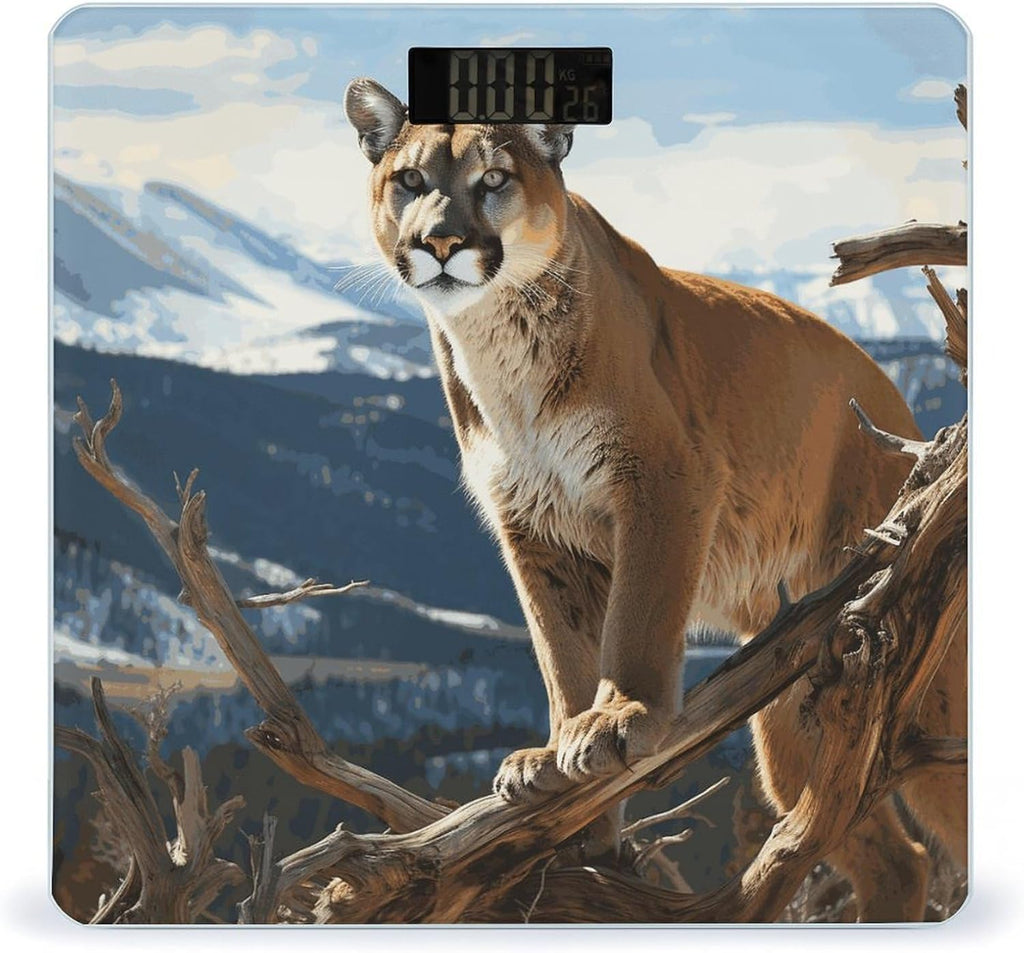 Panther Mountain Lion Bathroom Scale for Body Weight Scales Digital Smart Highly Accurate Bathroom Scales with LCD Display Tempered Glass Non-Slip Automatic Weighing Scale 400 Lb