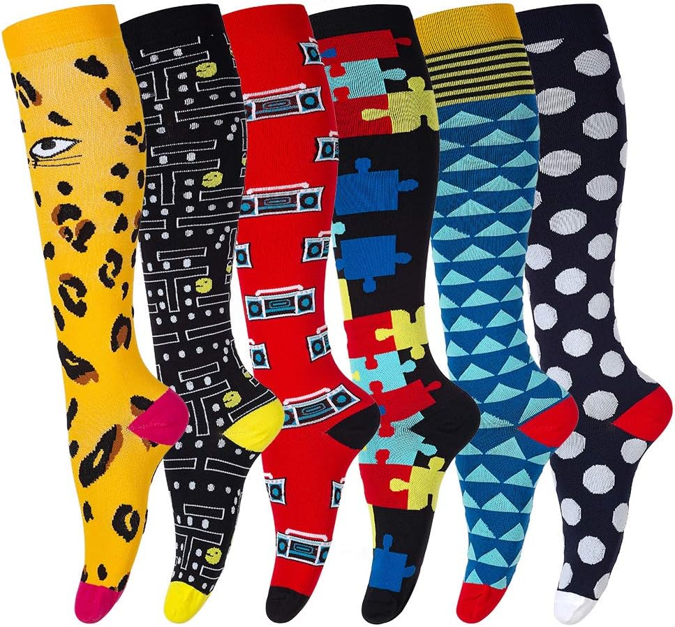 LEOSTEP Compression Socks for Women and Men Circulation, Knee High Stockings Support for Nurses, Cycling, Hiking, Running