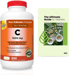 KKL Extra Strength Vitamin C 1000 mg, 500 Count, Immune & Antioxidant Support, Daily Dietary Supplement + Exclusive Vtmx Vitamin Guide (2 Items)