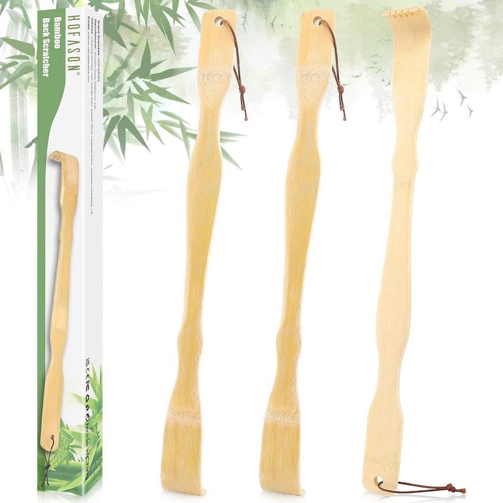 HOFASON 3 Pack Wooden Bamboo Back Scratcher for Adults Men Women, Gifts for Seniors, Small Funny Christmas Gifts for Elderly Men Women, 16.5 Inch Long Handle Back Scratchers Easter Basket Stuffers