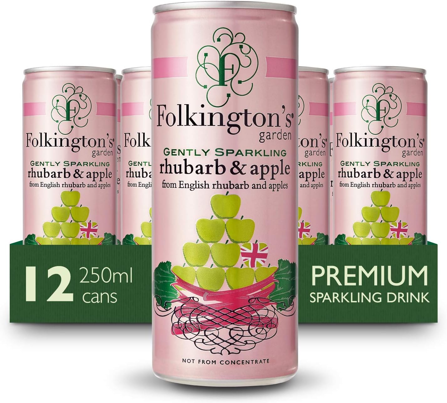 Folkingtons Gently Sparkling Rhubarb & Apple 250ml (Pack of 12)