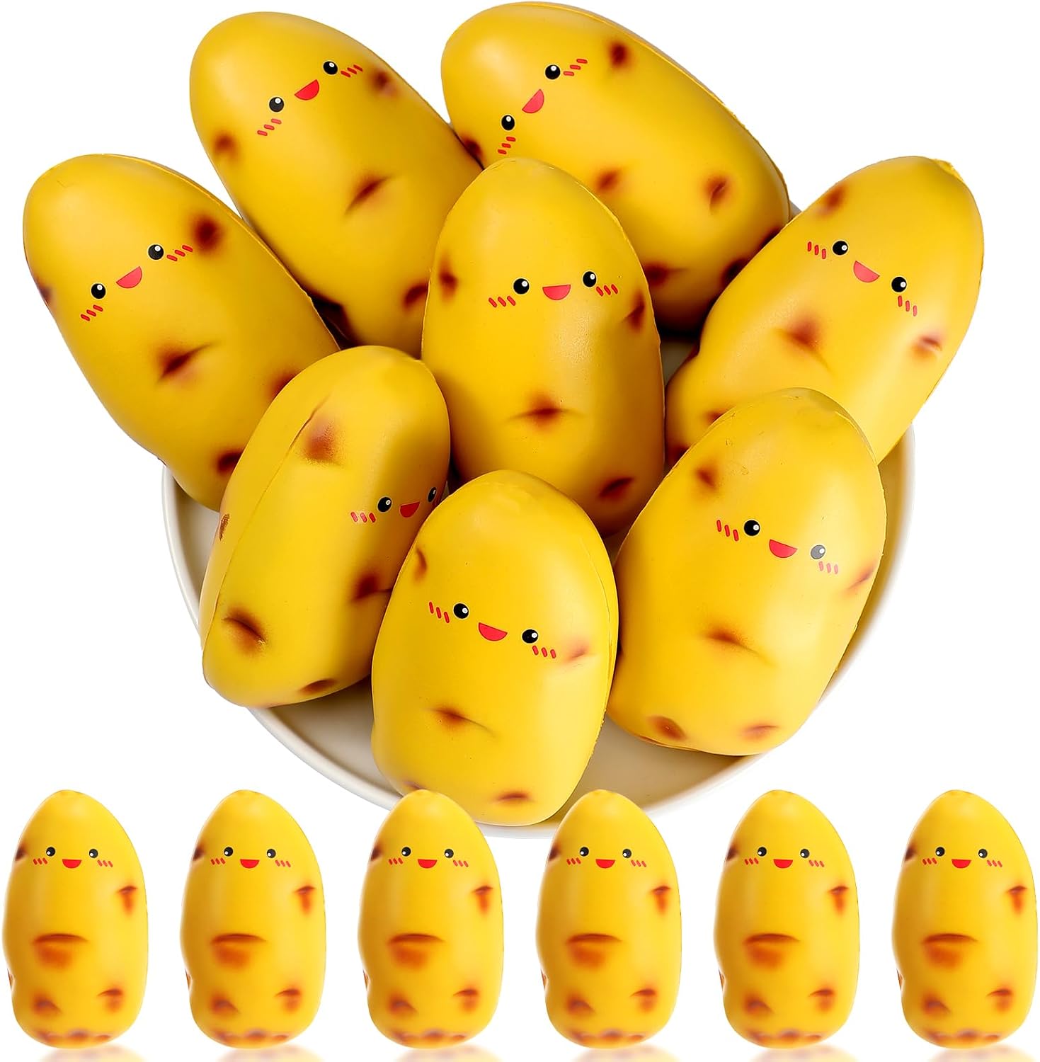 Gemscream 12 Pcs Potato Stress Balls for Adults Funny Inspirational Stress Reliever Squeezable Mini Potato Foam Balls Motivational Funny Gifts Appreciation Gifts for Employee Coworker