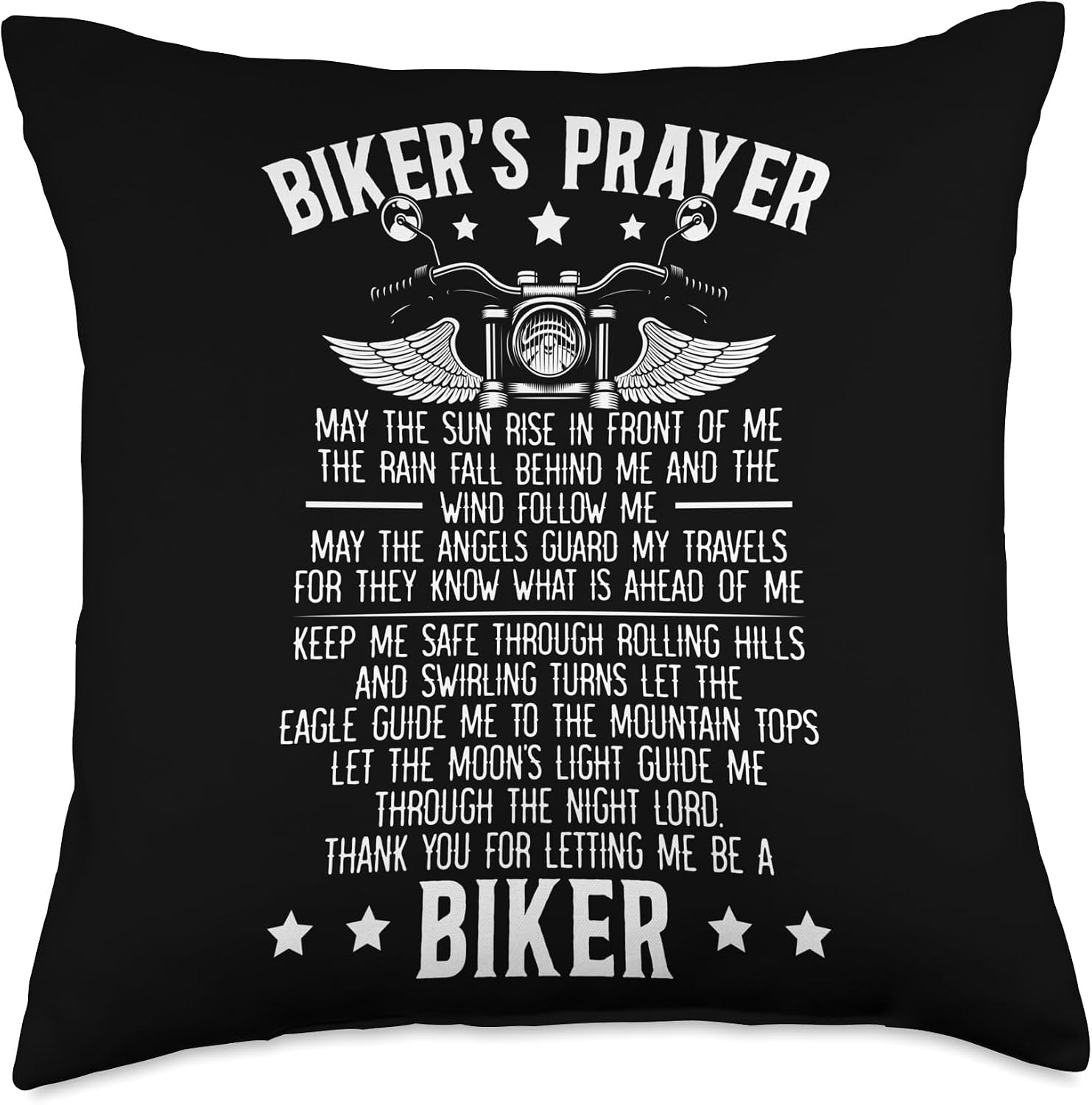Biker's Prayer Motorcycle Christian Biking Motorcycling Throw Pillow