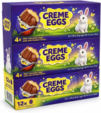 Easter Creme Eggs Milk Chocolate Candy 12 Individually Wrapped - Easter Hunt Basket Stuffer Filler Party Favor Gift 3 Box Packs (Each 4 Eggs)