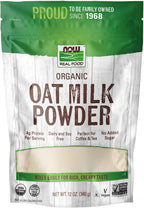 NOW Foods, Organic Oat Milk Powder, Dairy and Soy Free, No Sugar Added, Vegan, NGMO, Gluten Free, 12 Ounce