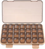 GLEAVI Portable Weekly Pill Organizer 7-Day 28 Compartments Medicine Storage Box with Sealing Lid Compact Mini Container for Travel and Daily Medication Management