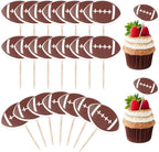 EupHHonycs 48 Pcs Football Cupcake Toppers, Sport Ball Cupcake Toothpicks for Football Themed Birthday Party Cake Decorations