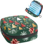 Tampons Collect Bags for Women Girls, Sanitary Napkin Storage Disposal Pouch, Lightweight Menstrual Cup Bag Snowflakes Stars Colorful Christmas Trees Pattern