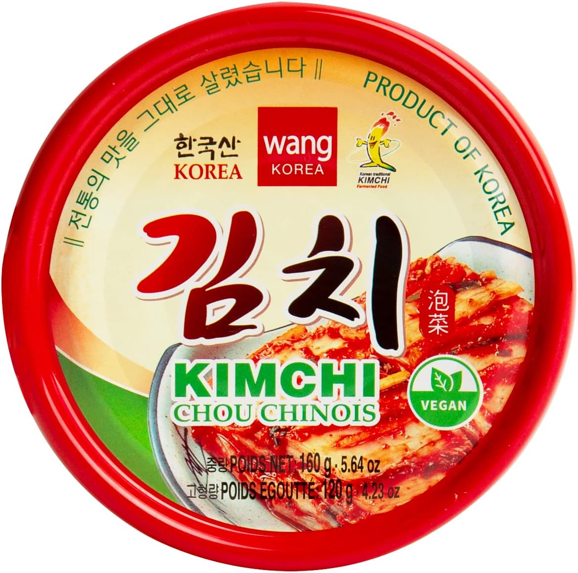 Wang Korean Canned Kimchi – Authentic Fermented Napa Cabbage with Gochugaru | Multi-Purpose Kimchi Rich in Probiotics | Spicy Korean Flavor | 5.64 oz, Pack of 1
