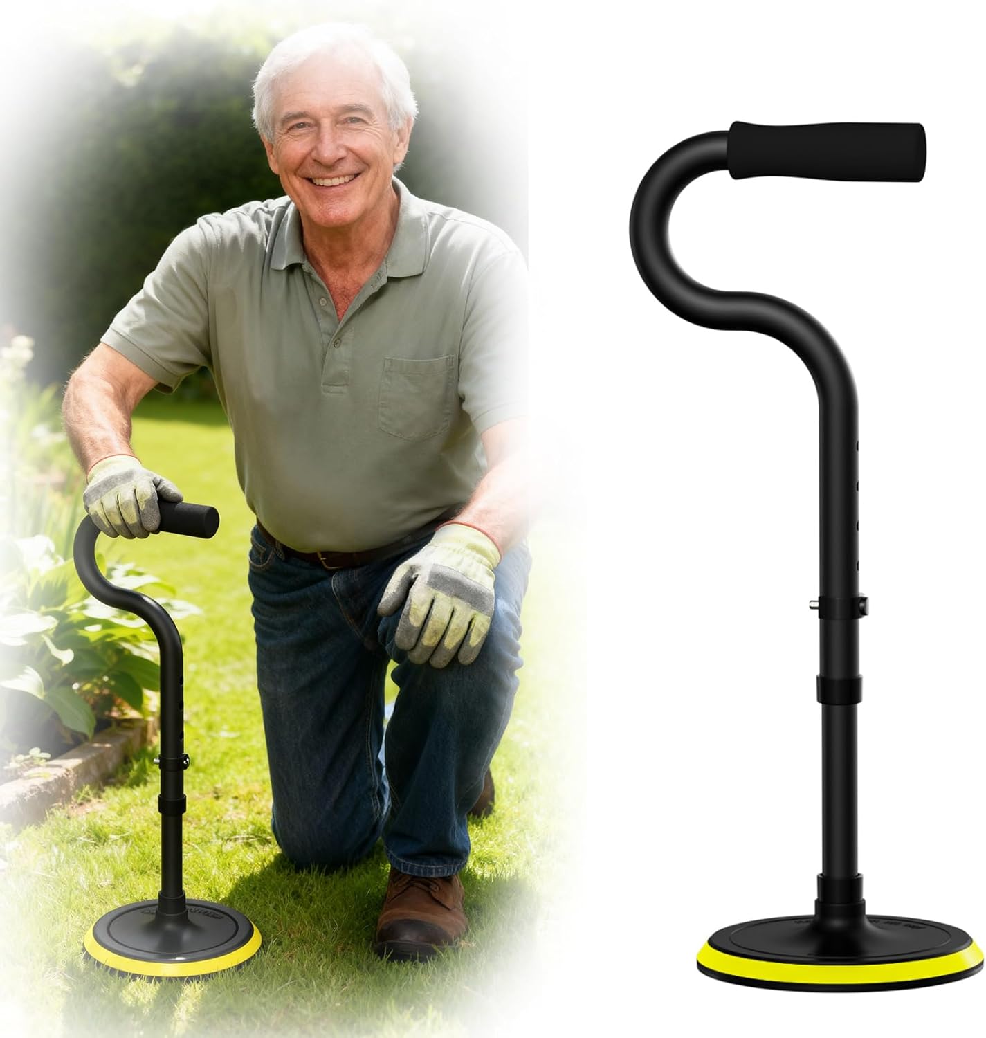 Standing Assist Devices Mobility Aids to Help Get up from Floor Standing Aids & Supports for Seniors,Standing Mobility Aid Tool for Elderly Rising Indoors Garden Housework Bedroom Bathroom Matte Black