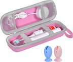 Travel Case for Oral-B/Oral-B Pro/Phlips Sonicare Electric Toothbrush with 2pcs Toothbrush Heads Cover Cap, Portable Hard Protective Storage Bag with Accessories Storage (Pink)