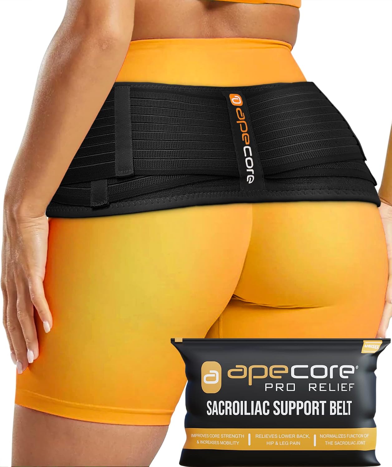 Sacroiliac SI Joint Belt for Women and Men That Alleviates Sciatic, Pelvic, Lower Back, Leg and Sacral Nerve Pain Caused by Si Joint Dysfunction. Si Belt Hip Brace Support (XL/Black)